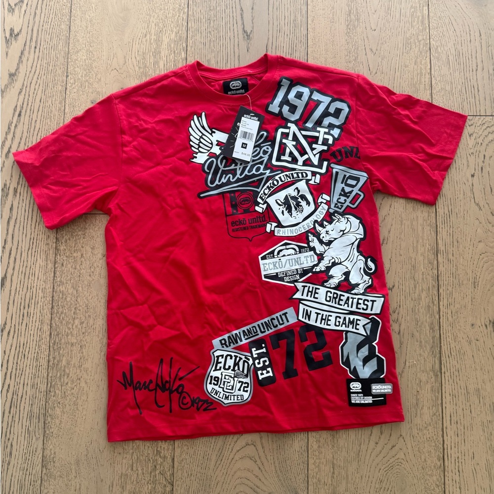 Ecko Unlimited Red Graphic Short Sleeve Tee shirt Mens size med